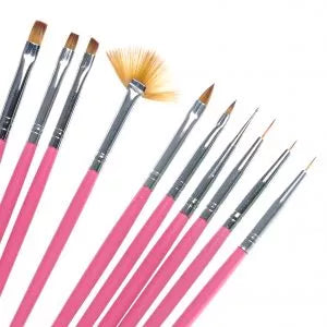 Nailart penselenset roze 10 stuks