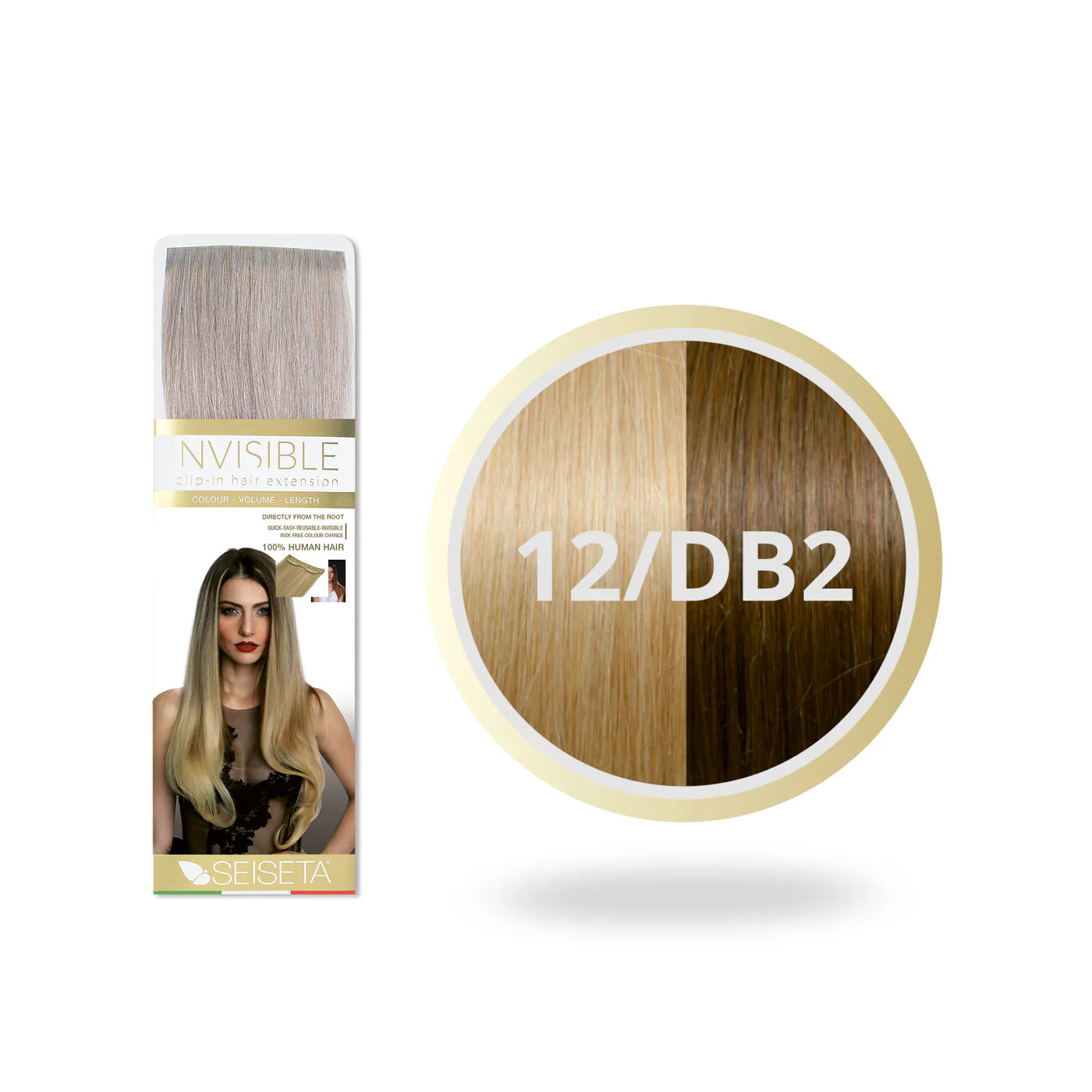 SEISETA INVISIBLE CLIP-ON 12/DB2 DONKER GOUDBLOND/LICHT GOUDBLOND
