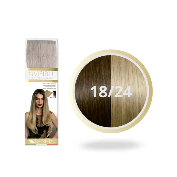 SEISETA INVISIBLE CLIP-ON 18/24 BRUIN/INTENS ASBLOND