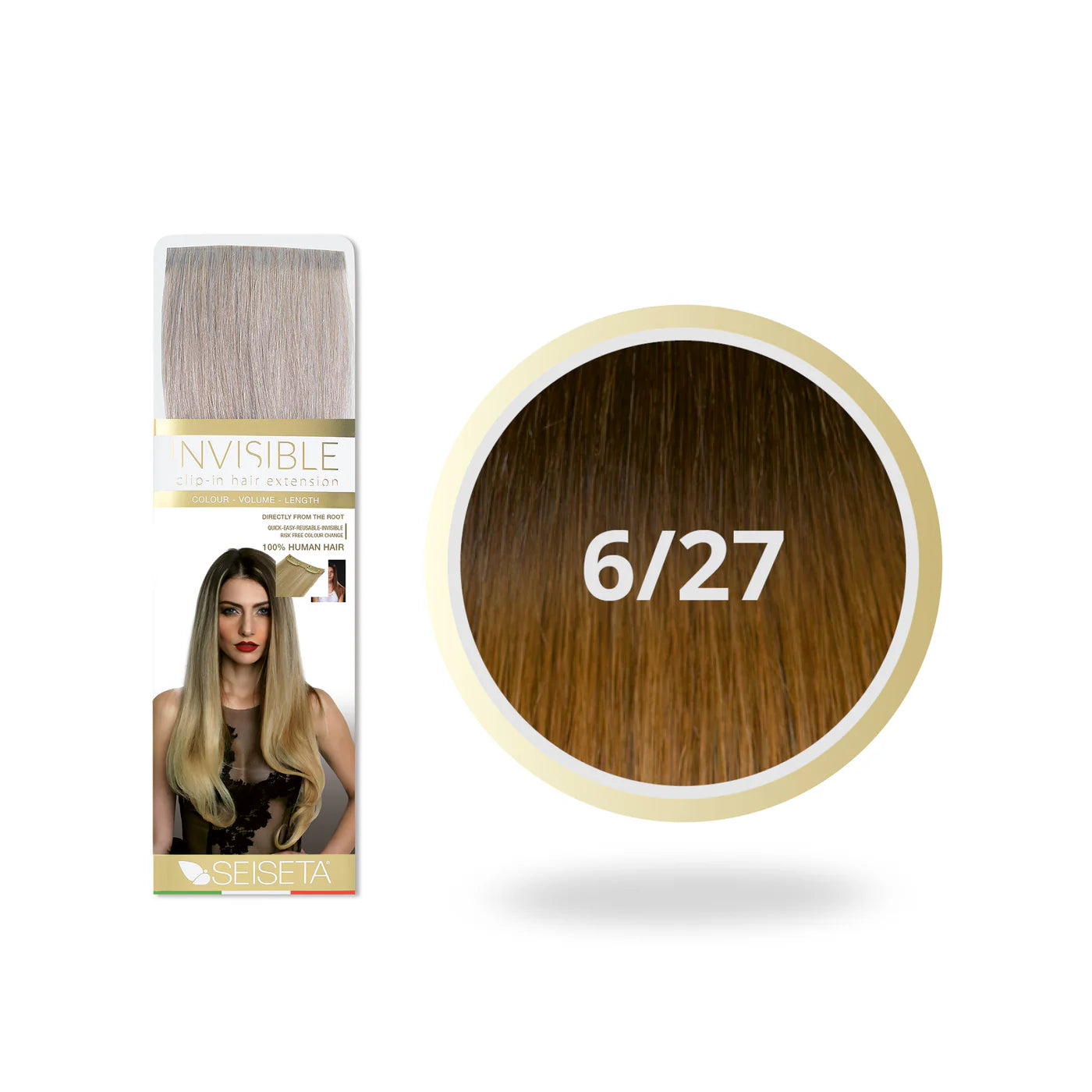 SEISETA OMBRE INVISIBLE CLIP-ON 6/27 CHOCOLADEBRUIN/MIDDEN GOUDBLOND