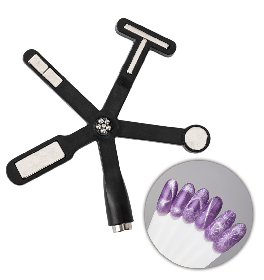 6-in-1 Cat Eye magnetiseerder zwart – professionele nail art tool voor magnetische Cat Eye gellak met zes verschillende effecten