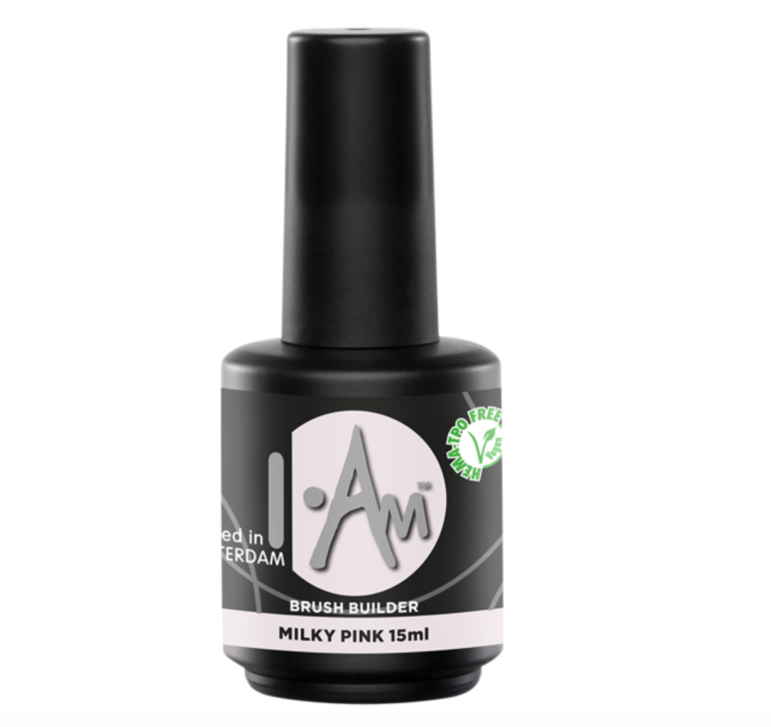 I.Am Brush Builder Milky Pink 15ml – HEMA en TPO vrije 3-in-1 buildergel in melkroze tint