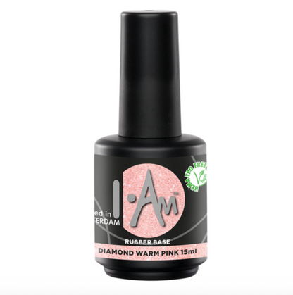 I.Am – Rubber Base Diamond Warm Pink (15ml) | HEMA & TPO vrij