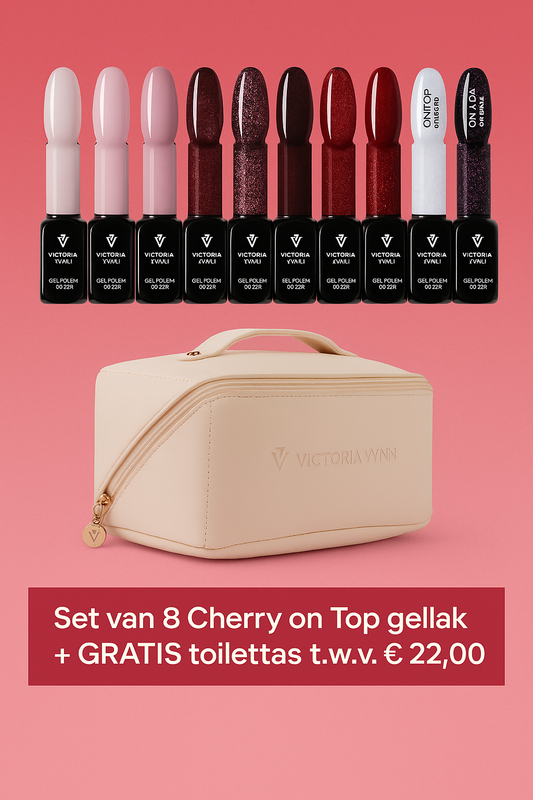 Victoria Vynn 8 Pack gellak Cherry on Top met gratis toilettas