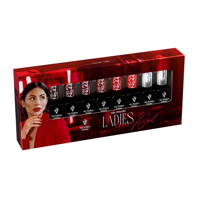 Victoria Vynn™ Salon Gelpolish 8-Pack Ladies Love Red – 6 Roodtinten + Top Gloss & Top Matte| House of Diva