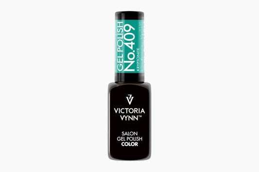 Flesje Victoria Vynn Gel Polish 409 – diepgroene smaragd tint met glanzende finish uit de Luna Glass collectie.

