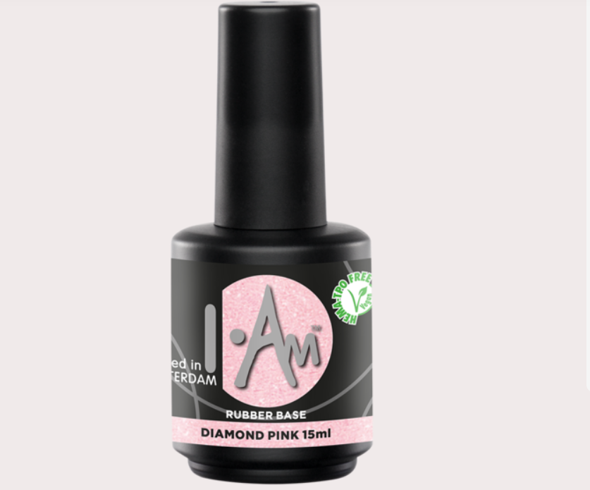 I.Am Rubber Base Diamond Pink (15ml) flesje – HEMA & TPO vrij